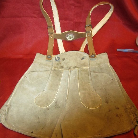VTG 50'S GERMAN KIDS BAVARIAN LEDERHOSEN, TRADITIONAL WEAR - Picture 1 of 9